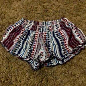 multicolor patterned booty shorts